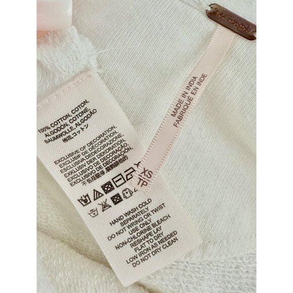 Free People Ivory White French Terry Boho Oversized Hooded Wrap Cardigan Jacket - Picture 16 of 16